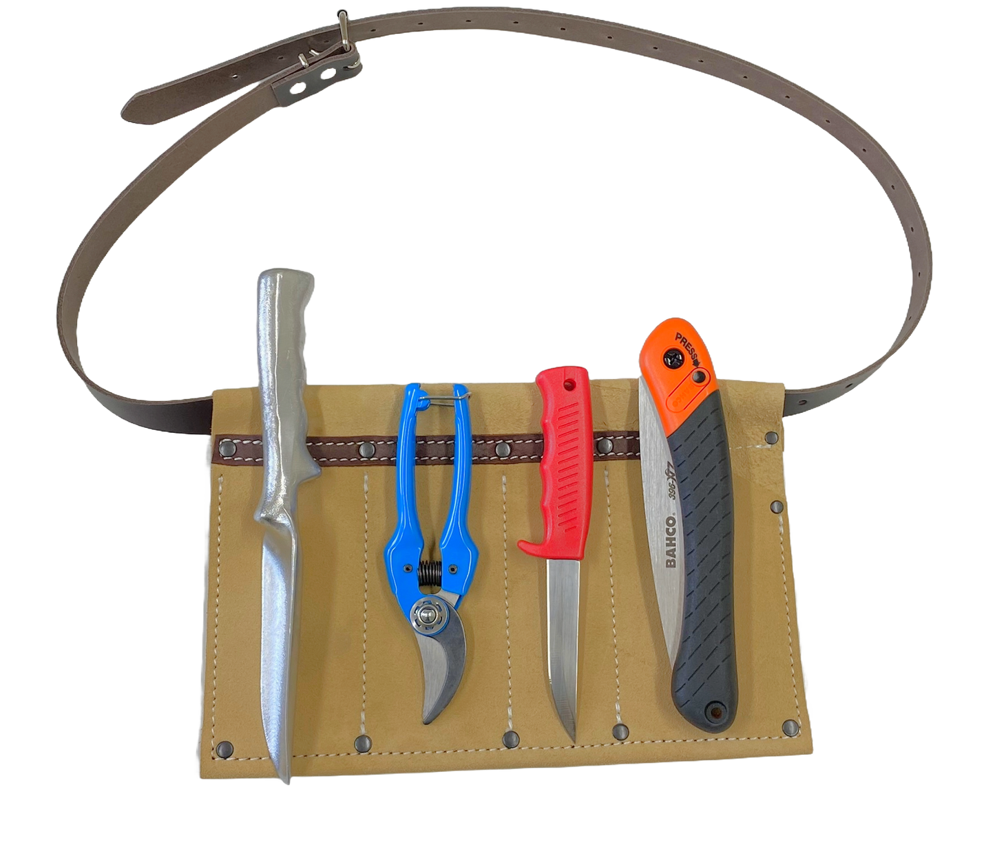 4-Pocket Bush Regeneration Kit with Secateurs, Foldable Saw, Knife and Narrow Trowel
