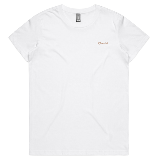 Kāmahi women's short sleeved t-shirt - white/copper