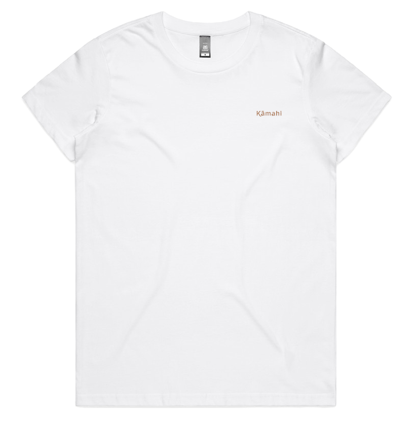 Kāmahi women's short sleeved t-shirt - white/copper