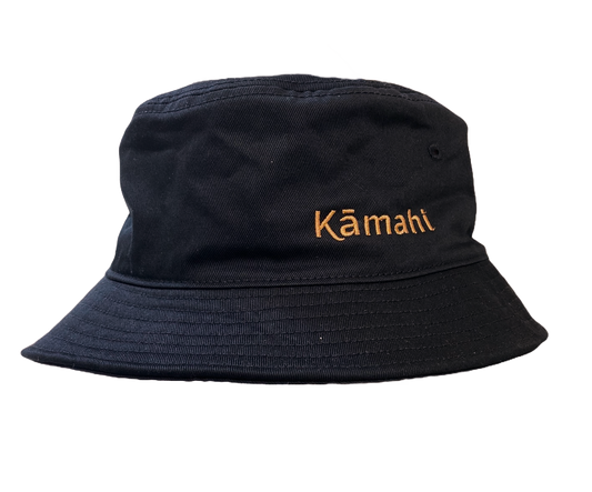 Kāmahi black cotton bucket hat